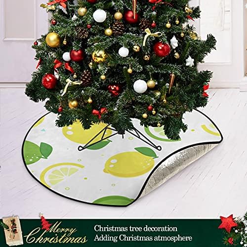 דפוס פירות לימון מחצלת עץ חג המולד עץ עץ עץ עמדת מגש שטיח מחצלת מתחת לאביזר עץ חג המולד למגן