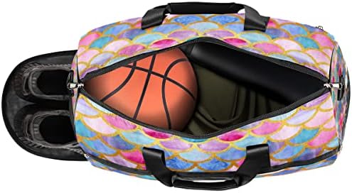 מאזני בת הים צבעוניים （3 Å שקית כושר ספורט עם כיס רטוב ותא תיקי טיול תאים לגברים לנשים כדורסל שבוע כדורסל לתיק