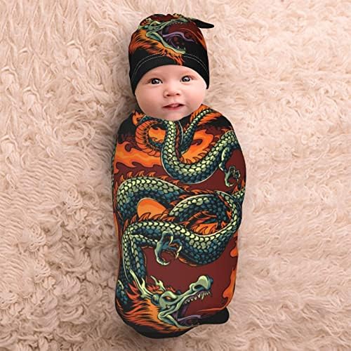 שמיכת חוטט של דיריאלאי בן יומו יילוד עם כובע כפה סט תינוקות מקבלת בד שינה בגיל עטיפה