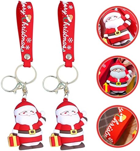 ABOOFAN 2PCS חג המולד סנטה קלאוס מחזיק מפתחות לחג המולד קריקטורה מפתח פוב מכונית מכונית מחזיק תיק תיק