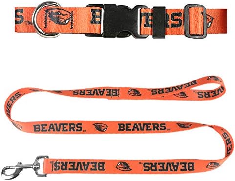 Moose Racing Oregon State University Collar and Set Set - צווארון כלבים תואם ועופרת כלבים 6 רגל, מיוצרים בארצות