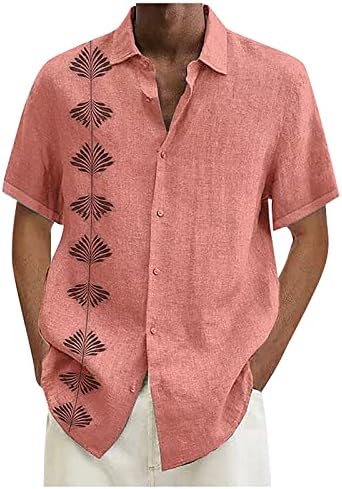איאסו גברים של דש חולצה קצר שרוול רגיל להתאים כפתור למטה חולצה מזדמן קיץ חוף קל משקל חולצות עם כיסים