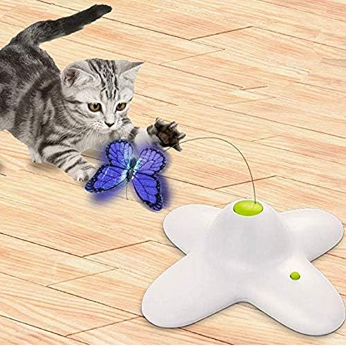 SCDCWW חתולים אינטראקטיביים צעצוע פרפר עם שני פרפרים ספינר חלופי צעצוע מצחיק חתולים מצחיקים צעצועים כלבים