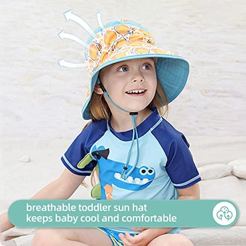 Tisoloow Baby Sun כובעים בנות בנות קיץ upf 50+ הגנה מפני פעוט כובע חוף כובע צוואר דש כובע ילד עם שוליים רחבים