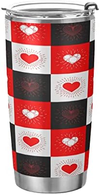 Alaza Hearts Valentine כוס עם מכסים וקשיות, כוס כוס מבודד נירוסטה לשימוש חוזר, כוס כוס מבודד, ספל נסיעות