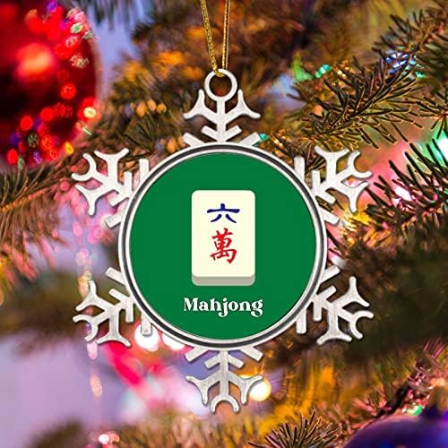 קישוט לחג המולד של Mahjong לילדים 3 בחג המולד מזכרת מתכת פתית שלג קישוטי חג המולד סגנון סיני מתנה מהג'ונג
