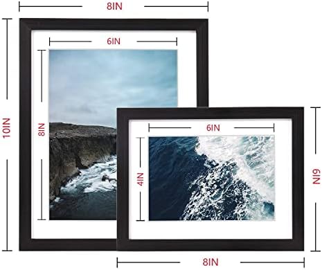 Artbyhannah 7 חבילה גלריה שחורה מסגרות קיר מסגרות עם מסגרת תמונת אוקיינוס ​​דקורטיבית ערכות קולאז