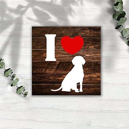 אני אוהב שלט כלב עץ חיות מחמד פלאק עץ דקורטיבי קיר דקורטיבי קיר קיר קישוטי עץ וינטג
