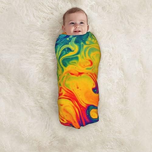 Waymay Pantasy Color Neon שמיכה לתינוק מקבלת שמיכה עבור עגלת פעוטון לכיסוי יילוד של תינוקות