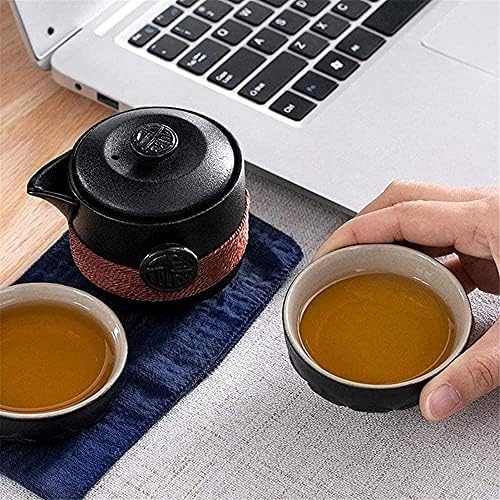 Lianxiao - סט סיר תה נסיעות 1 סיר 2 כוסות קומקום מכסה מכסה תה תה תה בעבודת יד עם תיק נייד לבית חיצוני