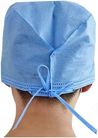 כובעי מנתח כחול מכסה ראש כירורגי חד פעמי עם קשרים למעבדות בית חולים כובע שיער עבודה לא מאוחס
