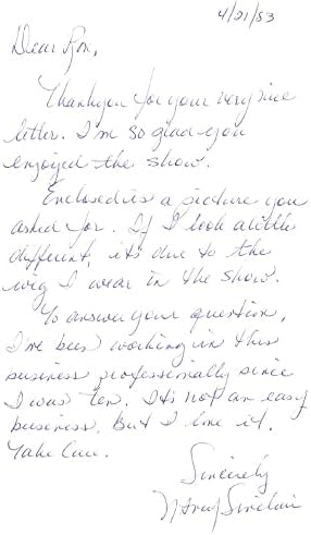 ננסי סינקלייר חתמה על חתימה מכתב כתוב יד בכתב אנני שחקנית Bas BJ080039