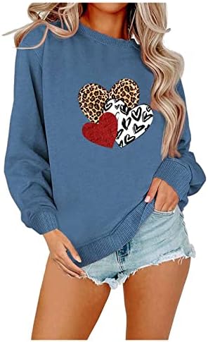 נשים של האהבה יום אהבה מודפס סווטשירט אופנה מזדמן גדול גודל סוודר חם ספורט ארוך שרוול למעלה