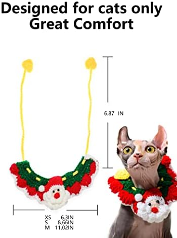 חג המולד חתול קולרים סרוג להתלבש לחיות מחמד חג המולד חתול קולרים תלבושת סט אריגת לחיות מחמד צווארון