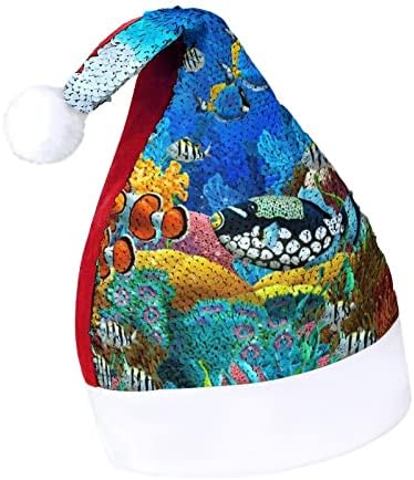טרופי ים דגים מצחיק חג המולד כובע נצנצים סנטה קלאוס כובעי גברים נשים חג המולד מסיבת חג קישוטים