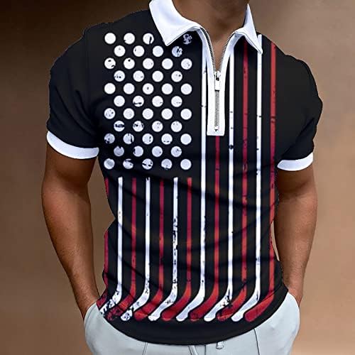 BMISEGM חולצות טי קיץ חולצות דגל אמריקאי של גברים גברים לגברים 4 ביולי שרירים דחו חולצות צווארון