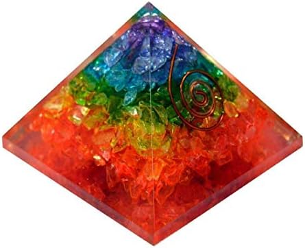 Aadhya Wellness Reiki Pyramid 7 Chakra Multi Stone Orgone ריפוי אבן פירמידה צ'אקרה ריפוי אבן חיובית אנרגיה חיובית