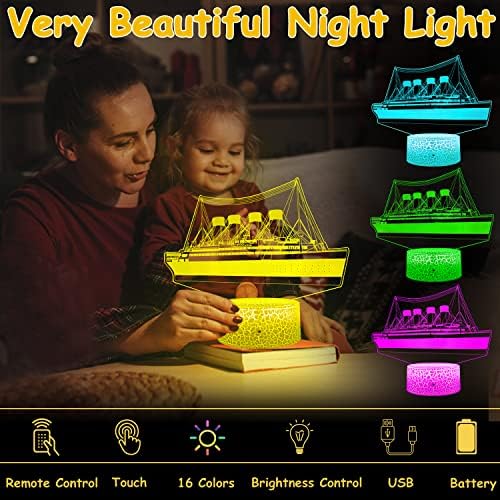 יאומילט טיטאניק לילה אור לילדים הוביל אורות לחדר השינה עם מרחוק & מגע שליטה 16 צבעים שינוי המיטה דקור