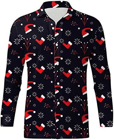 חולצות חג מולד של ווקאצ'י לגברים, כפתור למטה תלבושות של מסיבת צווארון מפני צווארון צווארון