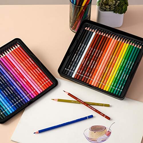 48 עפרונות צבעוניים פרימיום לצביעה למבוגרים, אמן סדרה רכה ליבות עופרת עם צבעים תוססים, עפרונות צבעוניים