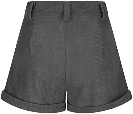 מכנסיים קצרים בגזרה גבוהה לנשים טרנדי קורדרוי מכפלת מגולגלת כיס מכנסיים קצרים מזדמנים מכנסיים קצרים בגדי
