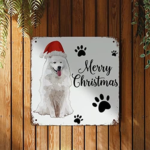 גואנגפט חג המולד פוג כלב אלומיניום שלט מתכת סנטה קלאוס שלט מתכת שלט מתכת קיר חג שמח קיר כפרי קיר עיצוב חווה