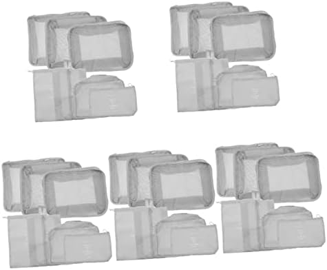 קופסאות אחסון נעליים של Terdycoco 5 ערכות שקית אחסון טיולים בד מזוודה בד שבעה חלקים סט טיול אפור בהיר שקית