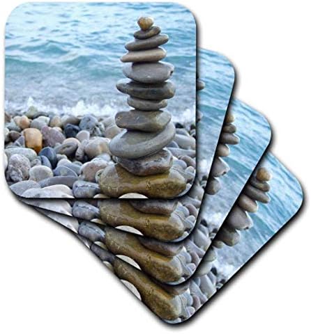 3drose CST_1577790_2 מגדל אבן זן על חוף פבל הרמוניה שלווה נערמת עגולה אוקיינוס ​​סלעי ים איזון