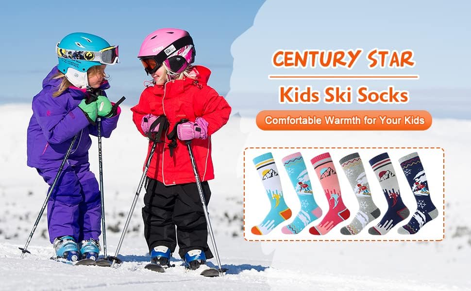 Century Star Kids Ski Ski גרביים חורפי ברך חמה גרבי שלג גבוה