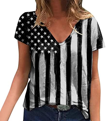 ריצה חולצות עצמאות יום לנשים הדפסת יומי קיץ חולצות לנשים של צווארון טנק חולצות אמריקאי 4 טוניקה