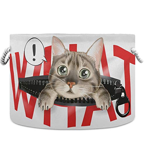 סל אחסון Visesunny סל חתול חמוד בכיס רוכסן עם סיסמא משתלת בגדים סל סל בגדי צעצועים מארגן אחסון