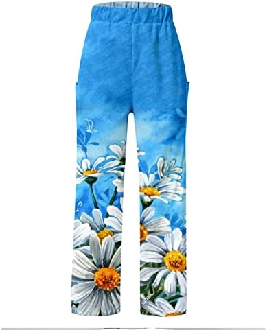 מכנסי טרנינג בגודל Miashui Plus לנשים נשים מזדמנים מכנסי חוף קיץ מזדמנים מכנסי הדפס פרחוניים צבעוניים לנשים