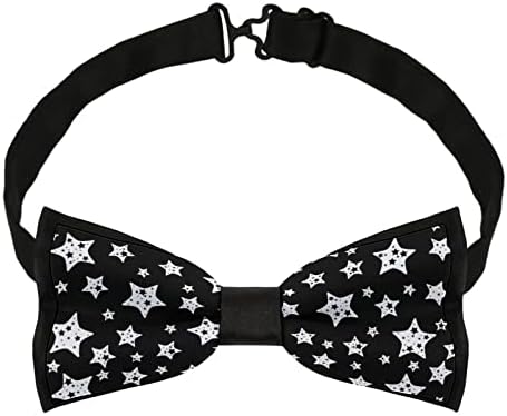 דפוס כוכב שחור לבן של Weedkeycat עניבה מצחיקה עניבה מצחיקה קשורים מקשרים מקשרים קשת פרפר מתכווננת מודפסת לגברים