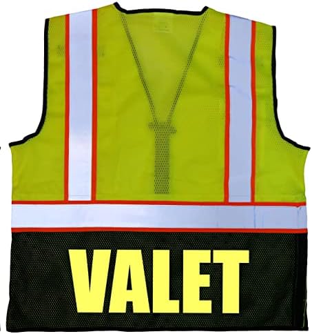 Valet Survivor Survivor Safet אפוד עם קישוטים רפלקטיביים.