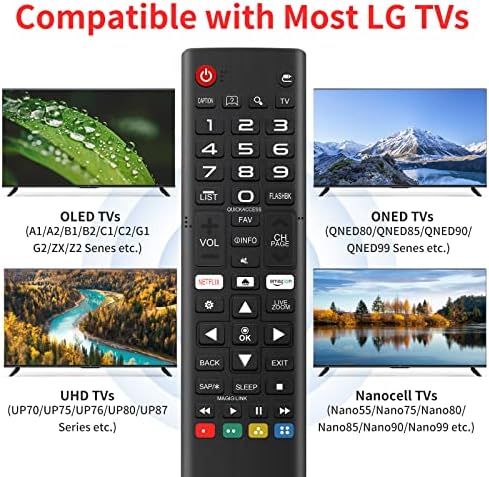 שלט רחוק אוניברסלי עבור LG TV Remote, התואם לכל הדגמים עבור LG Brand, טלוויזיה מרוחקת עם לחצני קיצורי דרך