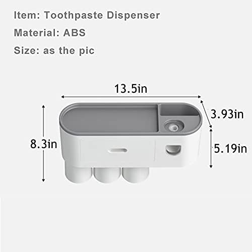 מחזיק מברשת שיניים רכוב על קיר רב-פונקציונלי ， מחזיק Othbrush קל התקן אחסון קיבולת גדול, חיסכון בשטח עם עיצוב