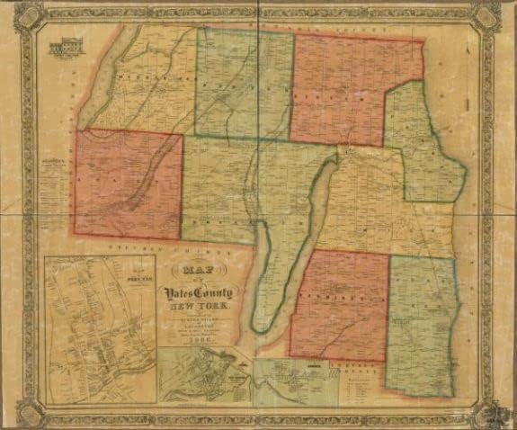 תמונות אינסופיות 1855 מפה / מפה של מחוז ייטס, ניו יורק / מחוז ייטס דרזדן / מחוז ייטס דרזדן, נ.