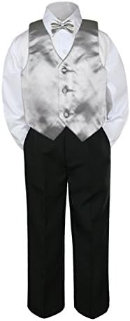 4 pc פעוט תינוק ילד חליפת מסיבות ילד מכנסיים שחורים חולצה אפוד עניבת פרפר סט SM-4T