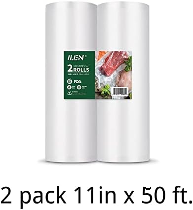 אילן שקיות איטום ואקום 2 חבילות 8''X50 'גלילי ו -2 חבילות 11''X50' BPA כבד חינם לחיסכון במזון, סוס
