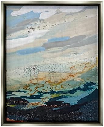 סטופל תעשיות נוף ימי מופשט אוקיינוס שכבות מפת קולאז ' צף ממוסגר קיר אמנות, עיצוב על ידי סטייסי גרסל