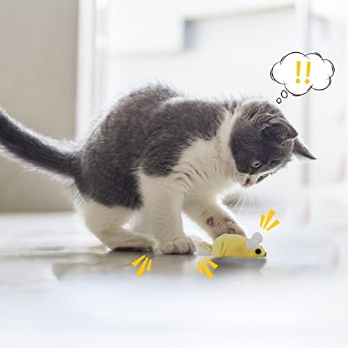 אנדיקר חתול אינטראקטיבי צעצוע, 4 יחידות עכבר בצורת חתול צעצועי מקורה חתולים עם להתקמט נייר 4 צבעים