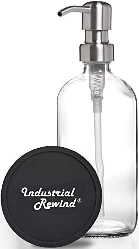 מתקן סבון זכוכית ברורה, משאבה אל חלד ומגן רכבת/משטחי הדשא - בקבוק סבון 8 oz או בקבוק קרם