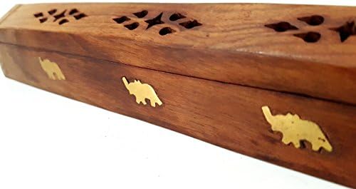 מקל קטורת אגרבטי קופסת אחסון נדיר מבט עתיק בעבודת יד עבודות פליז מגולפות יד עיצוב הבית עץ