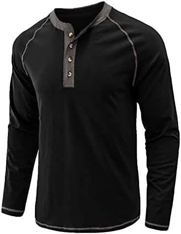 חולצת טריקו של שרוול ארוך לגברים חצי כפתור חצי כפתור בלוק צבע דק-צוואר צוואר צוואר צוואר מזדמן סתיו