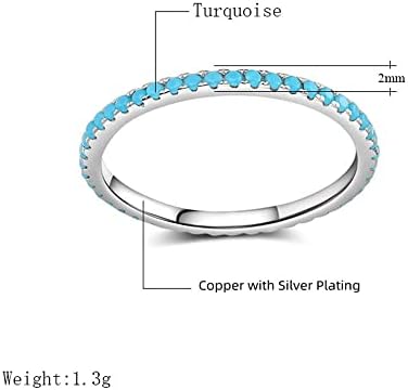 טבעת טורקיז לגיבוב לנשים בנות בוהו כחול אבן לערום הצהרת מפרק להקת טבעות נוחות להתאים פשוט רטרו חתונה