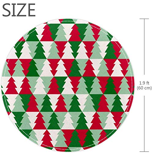עץ חג המולד ירוק אדום דפוס, החלקה שפשפת 23.6 עגול אזור שטיח שטיחים שטיחים לילדים שינה תינוק חדר לשחק חדר