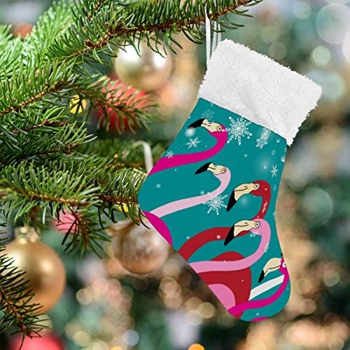 גרבי חג המולד של Alaza פלמינגו לחג המולד עם קישוטי גרביים קטנים בהתאמה אישית של פתית שלג לעיצוב