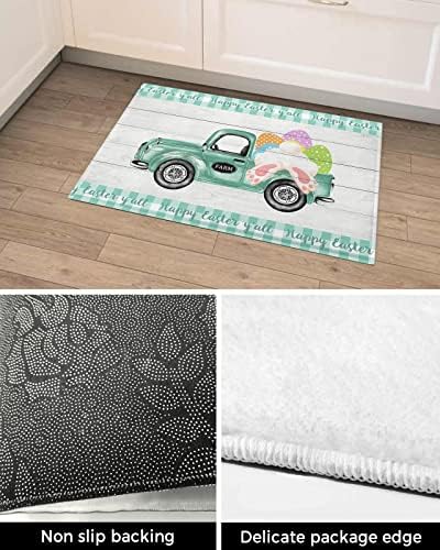 שטיחי אמבטיה מחצלת דלת 20 על 31.5 אינץ אביב רכב מלא ביצי פסחא באני זנב צהבהב משובץ רך פלאפי מיקרופייבר שטיח