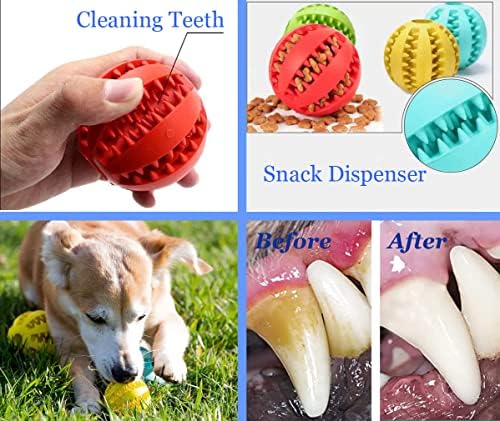 כדורי כלבים של Coopupet לעיסות אגרסיביות, 4 אריזות כדור כלבים חורק, צעצועי לעיסת גור לגורים בקיעת שיניים