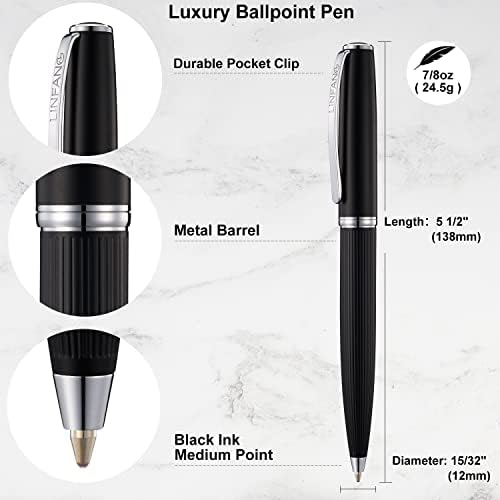 Linfanc Premium Premium Fallpoint עט, בינוני נקודה 1.0 ממ דיו שחור עט כתיבה חלק ליומן, ציוד משרדי עט מפואר